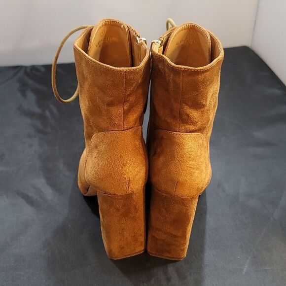 BRAND NEW LILIANA POINTED TOE POINTED TOE LACE-UP BLOCK HEEL FAUX SUEDE … - Picture 5 of 16